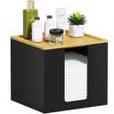 VITVITI Disposable Face Towel Holder Containers, Metal Iron Facial Clean Towels Box for XL Clean Skin Club, Large Capacity With Bamboo Lid for Bathroom, Black