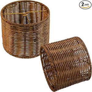 Mini Lampshade 2Sets Chic Round Little Lamp Shade, Boho Lamp Covers Replacement Traditional Shades,Woven Chandeliers Shade Wall Lamp Sconces Shade