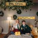 2 x 8PCS Christmas Wizarding Theme Banners Harry Party Ornaments for Xmas Tree Printed Footprint Rustic Wizard Burlap Ribbon Ornaments Magical Christmas Decoration for Vintage DIY Holidays Party Supplier