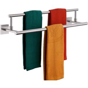 KOKOSIRI Bath Towel Holders Brushed Nickel Bathroom Rack 24-Inch Double Towel Bars Rails for Garage Kitchen Stainless Steel B5009BR-L24