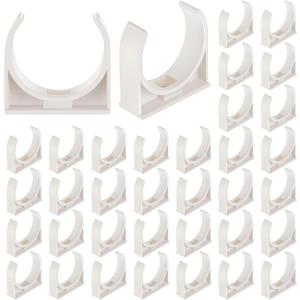 Chunful 50 Pack 1 Inch Pipe Clamps PVC Clips Pex Pipe Support Hangers Plastic U-Shaped Tubing Clamps for Tubing Hose Hanger Support, White