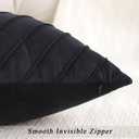 Black Pillow Covers 18 x18 Pack of 2 with Gold Leather Soft Velvet Throw Pillow Covers Decorative Couch Pillow Cover Luxury Modern Pillowcases Spring Summer Home Decor for Wedding Sofa Bed