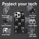 2 x Crossbody Case for iPhone 16 Pro Max - Black with Stylish Silver Detachable Chain - Silver Bows