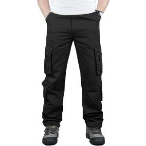 BAYAMO Mens Cargo Pants Camo Military Fatigue Pant Camouflage Hunting Combat Work Casual Pants Multi Pocket (32, Black)