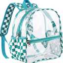 Fomaris Clear Backpack Stadium Approved 12x6x12 Clear Bag with Reinforced Straps for Stadium Events, Sports, Concerts, Festivals - Small Transparent Backpack for Women & Men - Checkered Green