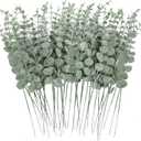 CEWOR 80pcs Artificial Eucalyptus Stems Fake Eucalyptus Leaves Stems Real Touch Leaf Branches for Flower Bouquet Wedding Easter Centerpiece Spring Home Office Decor (Grey Green)