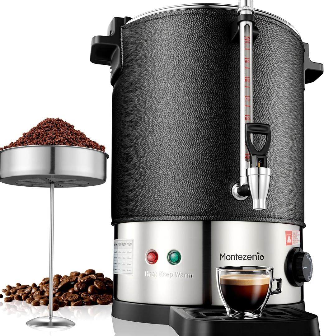 100 Cup Coffee Maker Machine Urn - Large Percolator Pot Dispenser With Double-Wall Stainless Steel, Quick Brew, Stays Hot - Also for Water, Tea, Bever