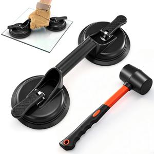 Rubber Mallet & Suction Cup Floor Gap Repair Tool Kit for Laminate, Floating Wood Floors - DIY Gap Fixing (BLACK)