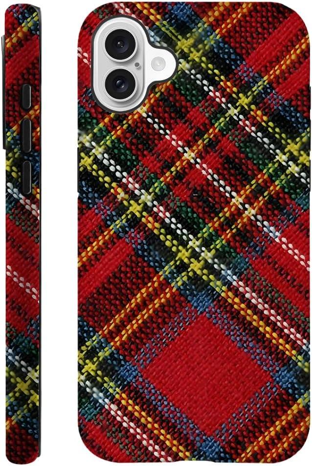 DAIZAG Case Compatible with iPhone 16,Durable Shock Protection Cover for Girl Women,Christmas Tartan Plaid