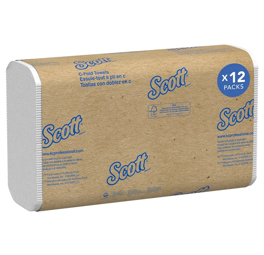 Scott Professional Essential C-Fold Folded Paper Towels, Bulk (01510), Fast-Drying Absorbency Pockets, 13.15"x10.125" Towel, White (200 Sheets/Pack, 12 Packs/Case, 2,400 Sheet Total)