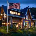 GUOHONG 25FT Telescoping Flag Poles Kit,Extra Thick Heavy Duty 16 Gauge Aluminum Telescopic Flagpole Kit with 3'x5' US American Polyester Flag,Can Hang 2 Flags for Residential,Outdoor