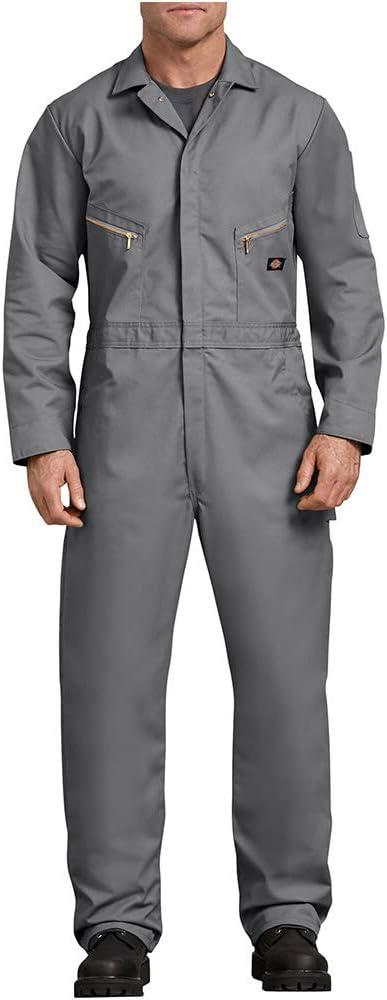 Dickies Men's 7 1/2 Ounce Twill Deluxe Long Sleeve Coverall - Industrial Workwear, Zipper Front, Garage Uniform Fit (Large Tall, Gray)