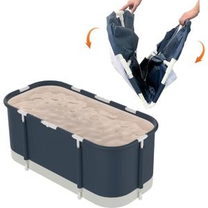 Portable Bathtub For Shower Stall, Large 47 inch Foldable Soaking Bathing Tub for Adults, Separate Family Bathroom Japanese SPA Collapsible Tub, Ideal for Hot Bath Ice Bath
