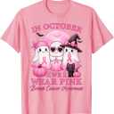in October We Wear Pink Ghost Squad Breast Cancer Awareness TShirt M