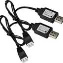 7.4V 1A XH-3P USB Charging Port, Compatible with 7.4V 2S Lipo Battery Chargers. Works for SCX24 RC Cars, FPV Drones, SplatRBall Accessories, SRB400, 2Pack