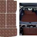 Cargo Mat & GMC Acadia 2017-2023 (6-Seat Only) Trunk Mat + 2ND&3RD Row Rear Backrest Mat Accessories All Weather Premium Leather Car Trunk Liner Cover Protector