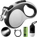 Retractable Dog Leash with Led Light, Douexio 16ft Heavy Duty Dog Leash Retractable for Medium Large Dogs Up to 110lbs, 360 Tangle-Free, One-Button Control, High Strength Hook (White, 66-110 lbs)