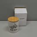 LYEOBOH Garlic Keeper, Garlic Storage, Garlic Holder, Large Ceramic Garlic Keeper with Wooden Lid, Garlic Jar, Garlic Storage Container, White