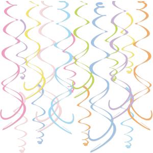 HonuGoGo 48PCS Pastel Paper Swirl Decorations Hanging Ceiling Streamers for Birthday, Spring, Bridal, Gender Reveal, Wedding, or Everyday Party Decor
