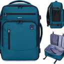 ECOHUB 17" Small Travel Backpack, United Airlines Personal Item Bag 17x10x9 with 16 Pockets, Water Resistant Rucksacks Fit 15.6" Laptop, AirTag Pocket, Lightweight Casual Daypack, 25L, Blue Green (17 inch underseat)