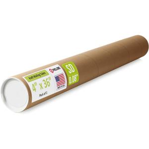 4" x 36" Reinforced Kraft Paper Mailing Tube, Pack of 1 Tube with 2 Caps  Secure USPS Approved Poster Tube  Made in USA Cardboard Tube for Shipping and Storing Posters, Prints, Artwork, or Documents