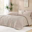 Andency Khaki Oversized King Comforter 120''x120'', 3 Pieces Khaki Super King Soft Boho Bedding Set & Collections, Farmhouse Tufted Fluffy Bed Set for All Seasons (1 Comforter, 2 Pillowcases)