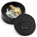 Secret Stash Circular Storage Box with Lock – Mountable Hidden Small Safe for Home or Office with Combination Code | Discreet Storage Lock Box to Hide Money | In Wall Safe Lock Boxes Mini Lockbox