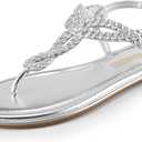 DREAM PAIRS Women's Flat Sandals Dressy Summer Stappy Comfortable Ankle Elastic T-Strap Beach Thong Sandals (8)