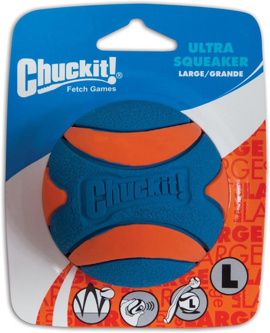 Chuckit! Ultra Squeaker Ball Natural Rubber Dog Toy Large - Pack of 2