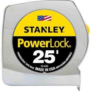 Stanley 33425 Powerlock II Power Return Rule, 1-Inch x 25ft, Chrome/Yellow