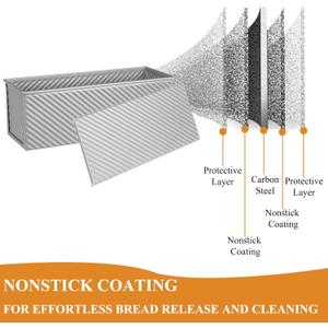 SS&CC Pullman Loaf Pan with Lid 13x4 | 2.2lb Carbon Steel Bread Pan for Homemade Sourdough & Sandwich Bread | Nonstick Bakeware, Heavy Duty & Easy Clean (2.2lb)