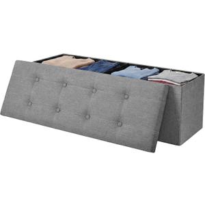 SONGMICS HOME Storage Ottoman, 35 Gallons End of Bench, 15.2 x 43.2 x 15.2 Inches, for Entryway, Living Room, Light Gray