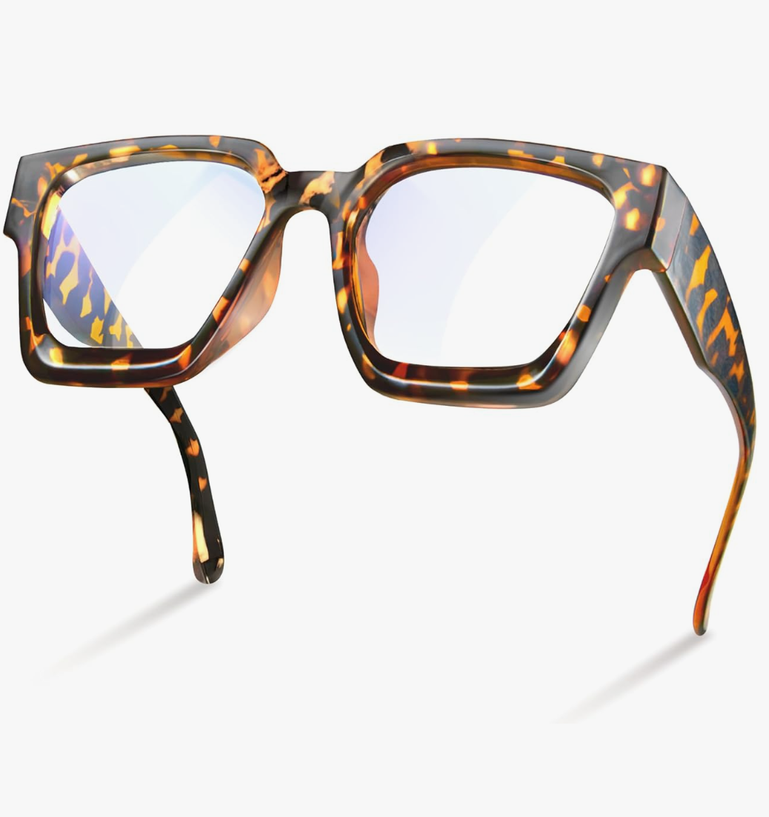 livho Oversized Blue Light Blocking Glasses for Woman and Men - Rectangle Fashion Glasses for Computer, Chic Preppy Frame