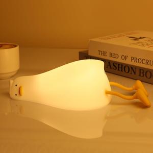 Existential Crisis Duck Lamp - 3-Level Dimmable Rechargeable Night Light for Kids Breastfeeding & Nursery | Silicone, Touch Control & Lying Flat Design, Toddler Room Safe (Ducky Lay Lamp)