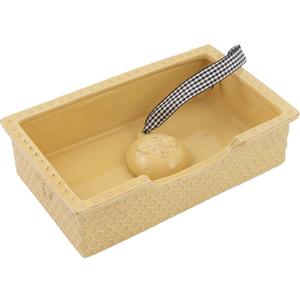 Boston International Embossed Stoneware Napkin Holder Caddy, Guest Towel Size, Honeycomb