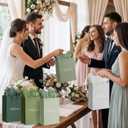 Kolldenn 15 Sets Sage Green Wedding Welcome Bags for Guests, Gift Bags Bulk with Handles and Tissue Paper, Bridal Shower Wedding Favor, Church and Hotel Welcome Gift, 6"x5.9"x3.2"