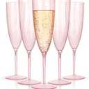 WDF 36PCS Pink Champagne Flutes Plastic - 6OZ Pink Disposable Champagne Flutes Party Supplies for Wedding/Birthday/Parties