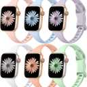 Lerobo 6 pack Thin Bands Silicone Compatible for Apple Watch Band 42mm 44mm 45mm 38mm 40mm 41mm 46mm 49mm, Slim Narrow Sport Strap Replacement for iWatch Series 10/9/8/7/6/5/4/3/2/1 SE Ultra Women Men (Lalic/Sand Pink/Cantaloupe/Pistachio/Light Purple/White)