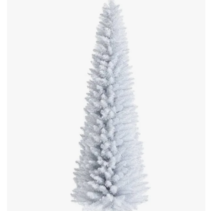 Unlit Artificial Slim Christmas Pencil Tree with Metal Stand