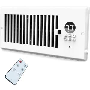 4"x10" Vent Register Booster Fan, Strong Steel Panel, Ultra-Quiet, 10-Speed, Built-In Thermostat, Mechanical Damper, Efficient HVAC Vent Fan (Matte White, 1 Pack)