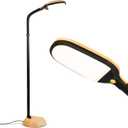 Brightech Litespan - LED Floor Reading Lamp, Modern Wooden Style, Adjustable Gooseneck, 850-950 Lumens, 12W