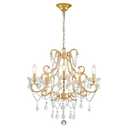 Wieliou Crystal Chandelier, Golden Crystal Lighting,5-Light Modern Chandelier for Living Room Kitchen Island Entryway Bedroom