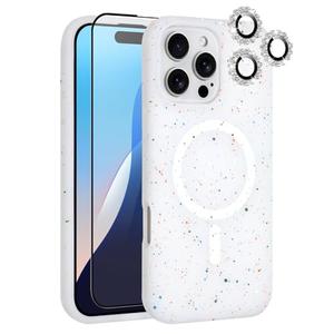 2 xMZELQ for iPhone 16 Pro Case, Compatible with MagSafe, Shower Grey, Shockproof, Drop Proof, Ultra-Slim, Diamond Camera Protector, Screen Protector, Silicone Designed for iPhone 16 Pro Case