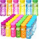 Shemira 48 Pcs Bubble Bottles with Wand, Bubble Party Favor Supply for Summer Indoor & Outdoor Activities, 4 OZ Bubble Solution Summer Toy in 6 Colors, Party Favor & Birthday Party Supplies