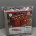 ZOBER Large Christmas Ornament Storage Box - Stores 128 3" Ornaments, With Dividers - Ornament Organizer Storage Box, Durable Christmas Containers Holder - Extra Pockets, Dual Zipper - Red