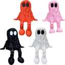 Halloween Mini Ghost Figurines with Articulated Legs - 3D Printed, Set of 4, Funny Gift Home Office Party Decor for Shelves, Desks, and Tables