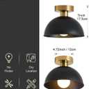 Industrial Semi Flush Mount Ceiling Light with Gold Plate and Matte Black Shade, Farmhouse Ceiling Light Fixture for Kitchen Island Dining Room Foyer Hallway Porch Barn Loft10in (Black)