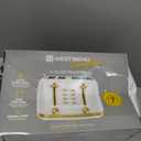 West Bend Timeless 4-Slice Toaster with 7 Browning Levels, Bagel/Waffle/Defrost Settings, High-Lift Lever, Anti-Jam, Easy-Clean Crumb Tray, 4-Slice, White/Gold