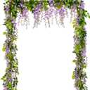 Lvydec Wisteria Artificial Flowers Garland, 4 Pcs Total 28.8ft Artificial Wisteria Vine Silk Hanging Flower for Home Garden Outdoor Ceremony Wedding Arch Floral Decor (Light Purple)