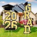 7 Pcs 2026 Graduation Decorations Yard Signs Congrats Grad Lawn Decor Class of 2026 Grad Congrats Grads Lawn Decorations with Stakes for Outdoor Indoor Party Graduation Garden Supplies(Gold)